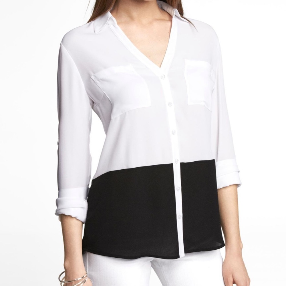 Express Black And White Color Block Convertible S… - image 1